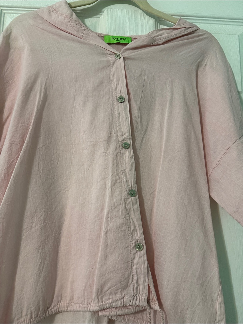 FOR HER Paris Pale Pink Button-Up Blouse